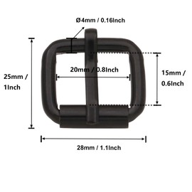 BIKICOCO Roller Buckle, 3/4 Inches Heel Rolling Bar Buckles for Bags Leather Webbing Straps, Black - Pack of 30