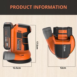 PARRIOR 20V Cordless Detail Sander, 11,000 RPM Variable Speed, 5-Inch Disc, 125mm Diameter, Includes 12 Sandpapers & Quick Charge Kit, Compact Electric Sander for Woodworking, Furniture, Carpentry