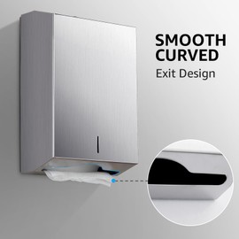 Paper Towel Dispenser Wall Mount - Multifold Trifold Paper Towel Dispensers, Large Capacity Stainless Steel Tissue Holder, Suitable for Bathrooms and Public Places