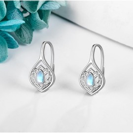 DAYLINLOVE Lotus Earrings for Women 925 Sterling Silver Moonstone Lotus Flower Earrings Lotus jewelry for Friends.