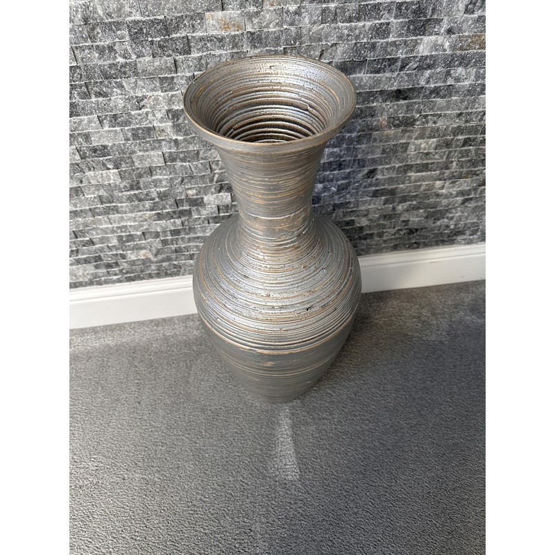 Silver handmade bamboo vase 60cm tall floor or table vase