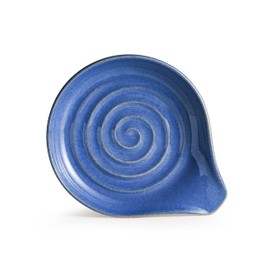 Cormomu Spoon Rest, Large Ceramic Spoon Holder for Stove Top, Heat-Resistant Cooking Spoon Rest for Kitchen Counter Decor, 5 Inches, Blue