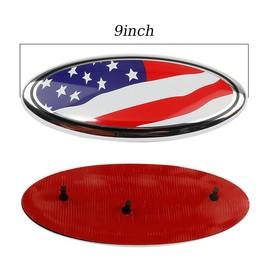 HZEL Front Grille American Flag Emblem, 9 Inch Oval Rear Tailgate Decal Badge Nameplate, Adhesive Tape Sticker Badge Compatible with Ford 2004-2014 F-150, 2005-2007 F-250/ F-350 and More（Multicolor）