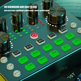 Audio Mixer, DJ Mixer Sound Board Mixer, Live Sound Card and Audio Interface Sound Board Console Voice Changer Dual Mic Port for Streaming Podcasting Gaming PC Recording