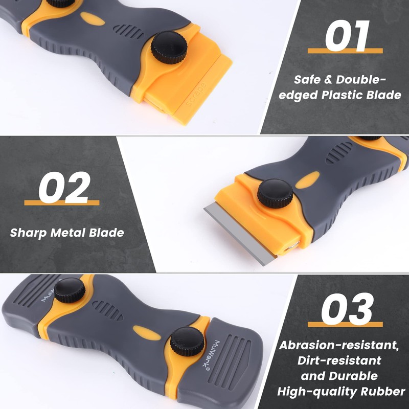 MulWark Razor Blade Scraper, 2Pack Razor Scraper Tool with 100PCS