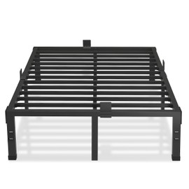 MAF 12 Inch Queen Bed Frames with Mattress Slide Stopper Black Heavy Duty Metal Platform Bed Frame Steel Slat Support, No Box Spring Needed, Noise Free, Easy Assembly