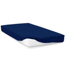 Oxford Homeware Single Fitted Sheet - 40cm Soft Made of Brushed Microfiber 1800 Easy Care Fade Resistant Bed Sheets for Bedding, Navy, (90 x 1191 cm)