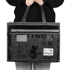 LONTG Carrying Bag, A3 File Bag, Business Bag, For A3 Paper, Documents, Art Supplies, Drawing Board Holder, Sketch Bag, Mesh, Nylon, Large Capacity, Tote Bag, Zipper Type, Horizontal, Multifunctional,