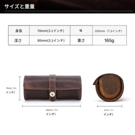 HIRAM Watch Case, Watch Box, Collection, Storage, Portable, Convenient, For 3 Pieces, Watch Storage Box, Cylindrical, Watch Case, Leather, Compact, Gift
