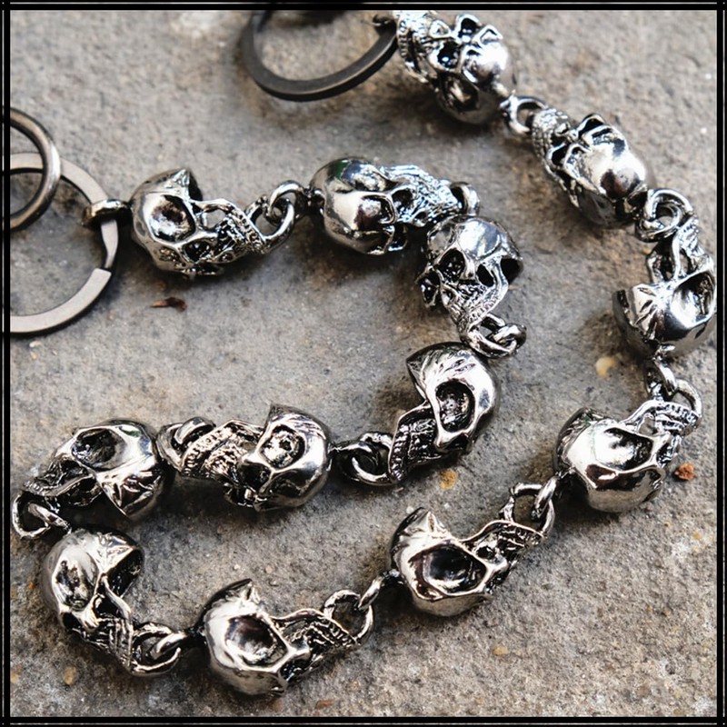 White Fang AZ117 Wallet Chain, Skull, Stylish, Fall Prevention, Lock,