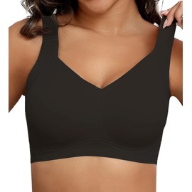 PoseFree Wireless Bras with Support and Lift Wirefree Bras Lift Sagging Breasts Bralette Push Up Seamless Sleep Bra (Black,L)