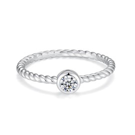 IOHUPCI 925 Sterling Silver Stackable Birthstone Rings for Women Teen Colorful Cubic Zirconia Mothers Daughter Jewelry Gift Simple Promise Ring for Her (April, 6)