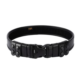 TACNEX Duty Belt w/Hook Lining Tri-Release Buckle 4 Keepers 2" Police Law Enforcement Security Outer Belt Plain Black L