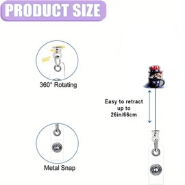 Cup Cat Badge Reel Independence Day Animal Badge Holder with Retractable Clip,Cute Nursing Badge Reel, Teacher Student Name Tag Badge Decor for Doctor Nurse Medical Worker