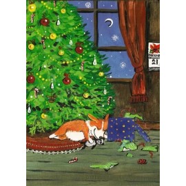 5x7 PRINT OF PAINTING PEMBROKE WELSH CORGI FOLK RYTA XMAS TREE HOLIDAY GIFT Art
