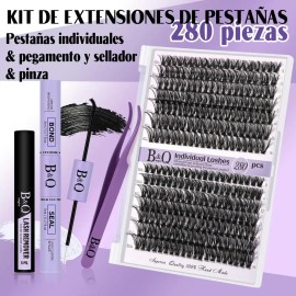 Kit De Extensiones De Pestañas 40d+50d Diy B&q Bq Lash 9-16mm Longitudes Mixtas Curvatura D Pestañas Individuales G2kit Pestañas Bq Byq Kit