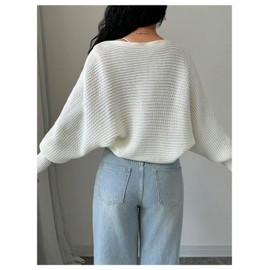 GORGLITTER Women's Open Front Cropped Cardigan Bolero Sweater Lightweight Long Sleeve Shrug Knit Top White Large