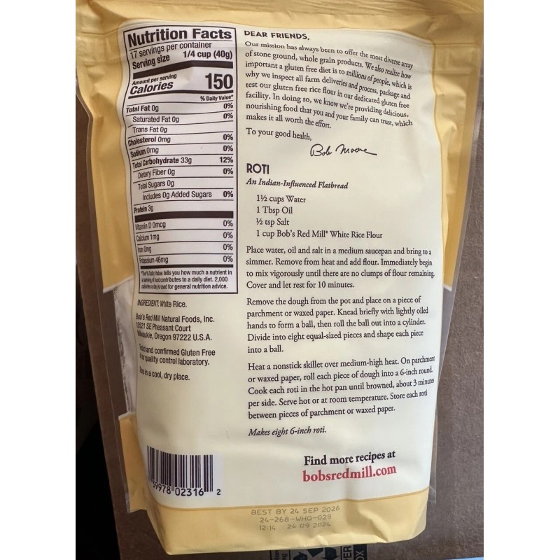 Bob's Red Mill White Rice Flour 24 oz Pkg