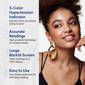 Blood Pressure Machine for Home Use: Easy@Home Upper Arm Automatic Blood Pressure Monitor - 3 Color Backlit Hypertension Display & 22-42 cm Large Cuff - Irregular Heartbeat Indicator & Pulse Meter | EBP-095 Black