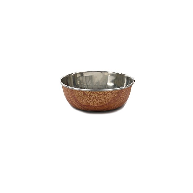 Rosewood Wood Effect Stainless Steel Pet Bowl for Cats &