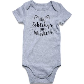 UNIFACO Baby Cat Clothes My Siblings Have Whiskers Bodysuit Short Sleeve Infant Nephew Romper Outfits for 6-12 Months