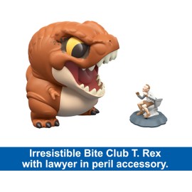 Mattel Jurassic World Bite Club Dinosaur Action Figure & Accessory, Tyrannosaurus Rex Chubby-Stylized Toy Collectible