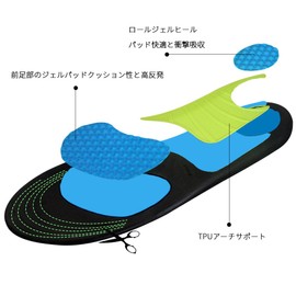 SUSCONG Insole, Anti-Fatigue, Breathable, Antibacterial, Odor Resistant, Arch Support, Shock Absorption, Ankle Pain, Plantar Fasciitis, Walking Sports, Insole, Size Adjustable, Unisex (M)