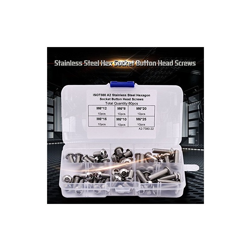 Tornillos de Cabeza Hexagonal M6 60 Unidades con Tuercas Acero