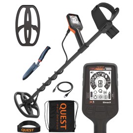 Quest X1 Metal Detector for Adults - Value Pack w/Coil Cover String Bag Digger, Fast Discrimination Speed, Built-in Battery Lightweight Doubled Coil for Coin Militaria Treasure Hunting Nail Test
