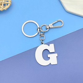 Letter G Alphabet Keyring Initial Letter Keychain for Handbag Wallet Purses Backpack Metal Letter Key Ring for Women Men Stainless Steel Letter Pendant Car Keyring Christmas Birthday Graduation Gifts