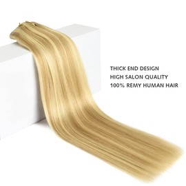 ROSEBUD Clip In Hair Extensions Real Human Hair Remy 7pcs 16clips Seamless Weft Hair Extensions Human Hair