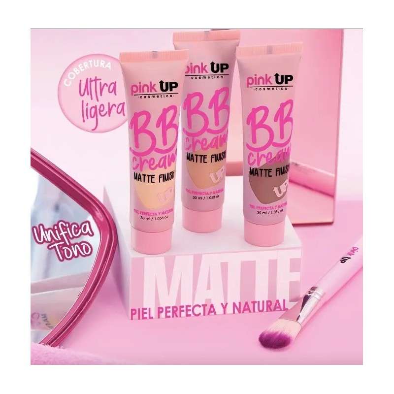 Pink Up, Bb Cream Matte Finish, Base De Maquillaje Ligera