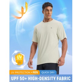 baleaf UV Shirt Men's Sports T-Shirt Swimming Shirt Water UPF 50+ Sports Shirt Training Shirt Fitness Shirt Functional Shirt Quick-Drying Gym, beige, XXL