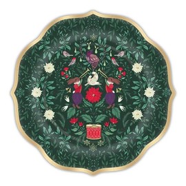 Punch Studio Molly & Rex 12 Days Green Dessert Plates Set of 8 (31956)