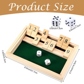 Simgoing Shut The Box 9 Numbers Memory Game for Dementia Patients Seniors with 2 Dice Wooden Dementia Products Gifts for Patients Seniors Elderly Shut The Box Wooden Board for Party