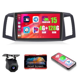 4+128GB Android 15 Car Radio for Jeep Grand Cherokee 2004 2005 2006 2007 Wireless Carplay Android Auto, Realdio Car Stereo 1280*720P 10.1" In-cell Touch Screen with WiFi BT GPS FM/RDS EQ Backup Camera