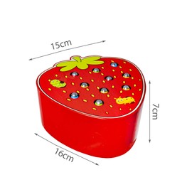 ISO TRADE Montessori 10978 Magnetic Wooden Toy Strawberry Worm Catching Motor Skills Toy