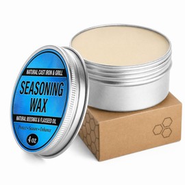 Cast Iron Seasoning Wax, 4 OZ Natural Conditioner for Skillet & Griddle Care Carbon Steel Pan Treatment, Restore Nonstick Surface, Food Grade Oil Blend for Grill
