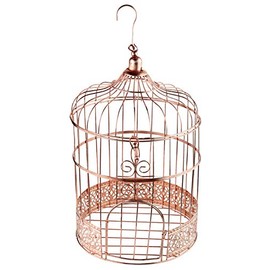 jakopabra Vintage Bird Cage in Rose Gold Decorative Cage Aviary for Standing or Hanging / with Opening
