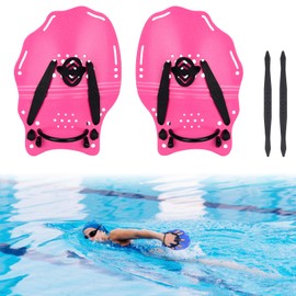 BOOSTEADY Swim Paddle Hand, Swim Training Hand Paddles with Adjustable Straps, Swimming Hand Paddles for Women and Men (1 Pair )-Pink(9.4"x 6.5")