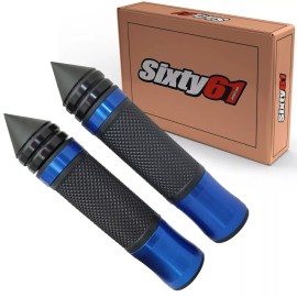 Sixty61 Suzuki Hayabusa 1999-2020 Black Blue Hand Grips Comfort Gel Spiked Bar Ends 7/8