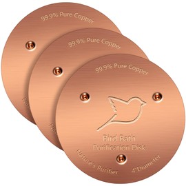 NNG 3 Pack Bird Bath Copper Disk,1mm Thick Reinforced 99.9% Pure Copper Bird Bath Purification Disk with Triple-Point Support,Physical Safe Water Cleaner for Outdoor Birdbaths Bowls,All-Season Use