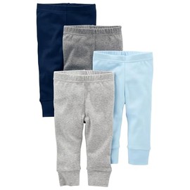 Simple Joys by Carter's Baby Cotton Pants, Pack of 4, Blue/Grey/White, Newborn