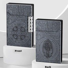 Constantine Lighter, Unique Side Wheel Trench Lighter, Refillable Butane Soft Fire Flip Lighters for Men Dad Husband Gift Collect (Butane Not Included) (Black)