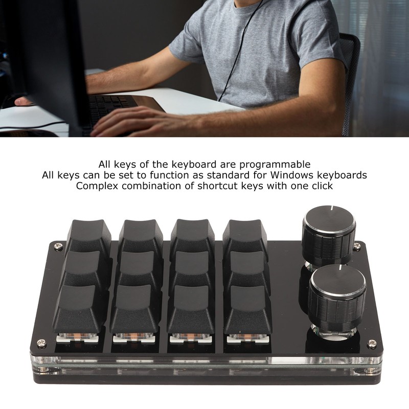 Mini 12 Key Keypad with 2 Knob Blue Switch DIY