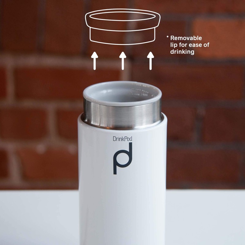 Grunwerg HCF-200W Vacuum Insulated Drinkpod Capsule Flask, Stainless Steel, White,