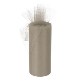 MECCANIXITY 6 Inch 25 Yards Tulle Ribbon Rolls Pastel Netting Fabric Net Cloth for Gift Wrapping Christmas Wedding DIY Crafts, Light Grey