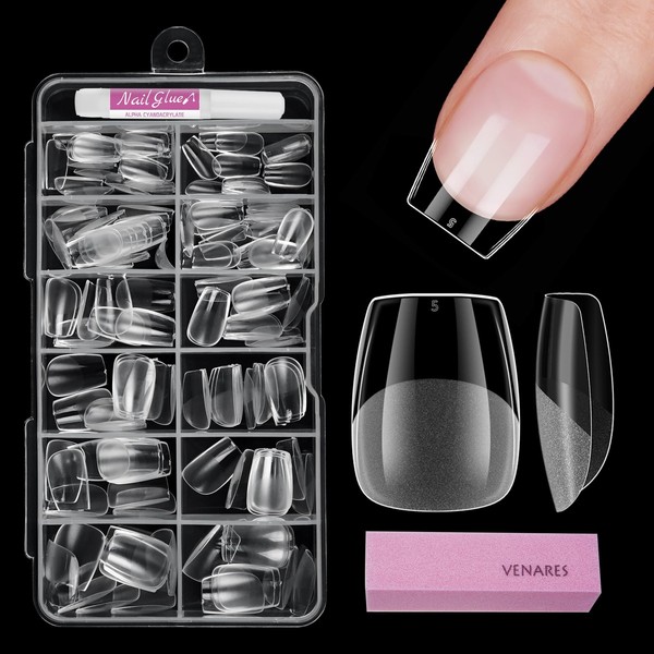 Venares Extra Short Nail Tips for Gel Nails, 120 Pieces,