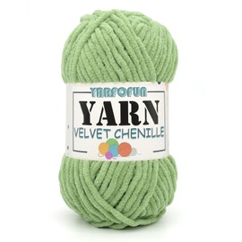 Velvet Chenille Yarn for Crocheting,Olive Green Fluffy Velvet Plush Thick Soft Chunky Chenille Baby Blanket Yarn for Crocheting Knitting Amigurumi Beginners 50g(Olive Green