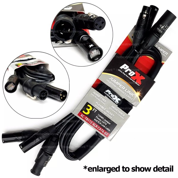 ProX 12AWG Jumper Power CAT6 XLR TR1 Link Cable 3:3